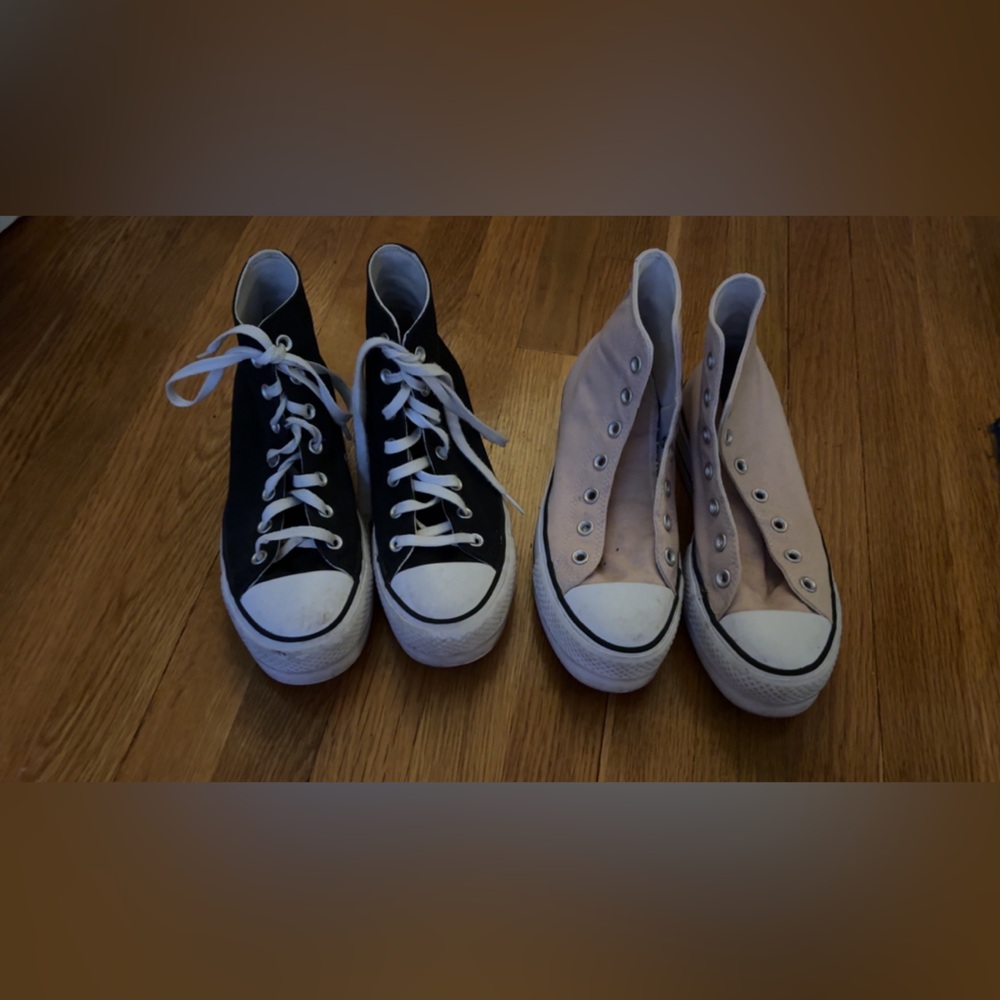 Black and Pink platform converse